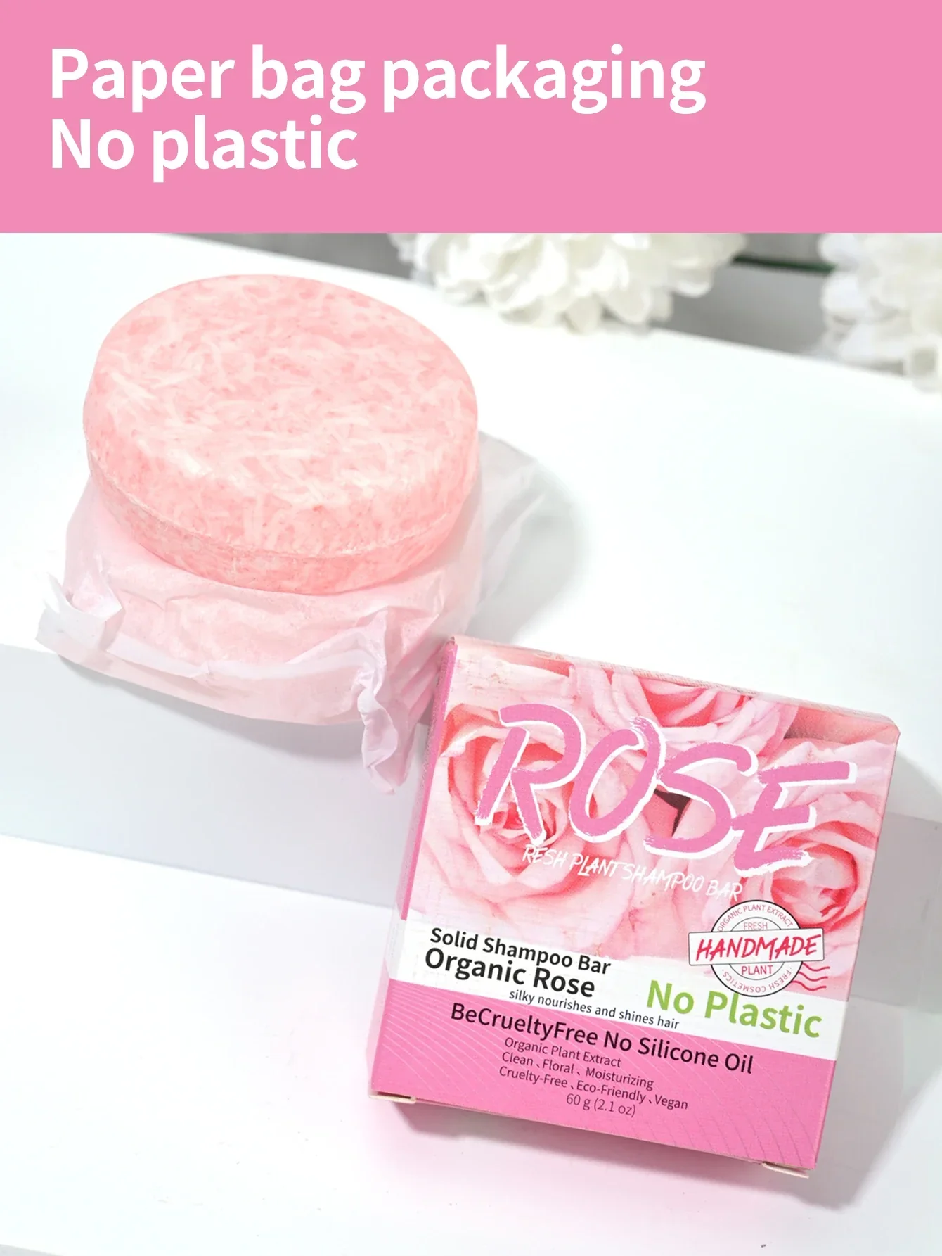 Pink rose shampoo soap, essential oil, handmade soap, nourishing, oil controlling, stain removing, floral fragrance overflowing - Image 4